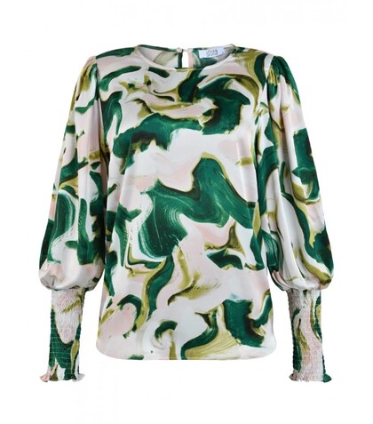 LOVE & DIVINE BLUSE, LOVE738-10 GREEN GRAPHIC