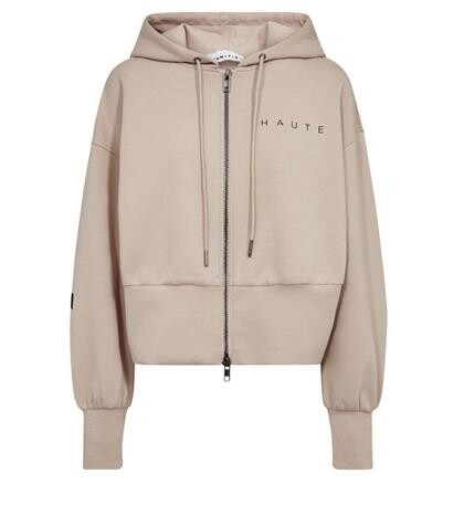 HAUTE L' AMITIE SWEATSHIRT, MAXI SPLIT ZIP BEIGE