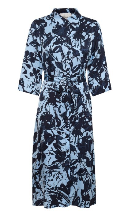 MY ESSENTIAL KJOLE, MARIA LONG SHIRT AIRY BLUE PRINT