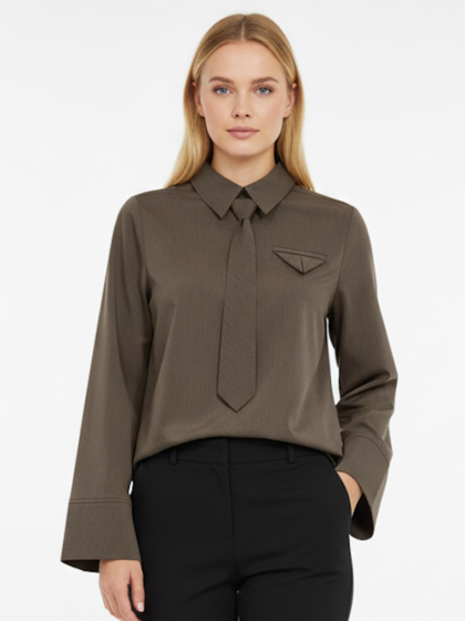 CO' COUTURE BLUSE, TENGA TIE WALNUT