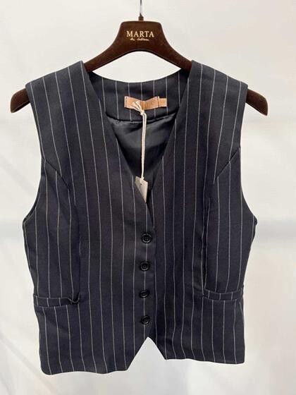 MARTA VEST, 81093-1 GREY STRIPE