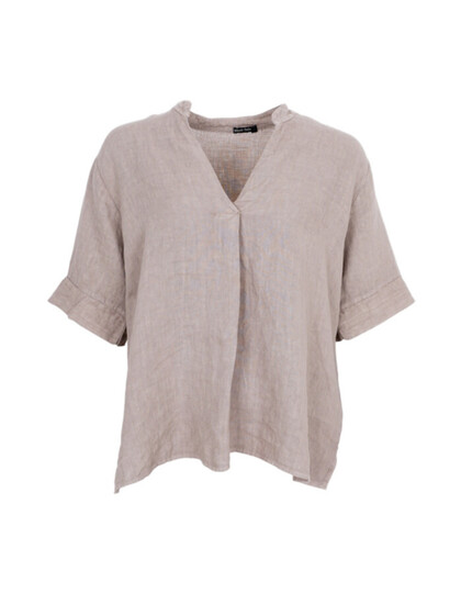 BLACK COLOUR BLUSE, MELINA SS LINEN