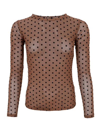 BLACK COLOUR MESH BLUSE, JENNIE DOTTED NOUGAT