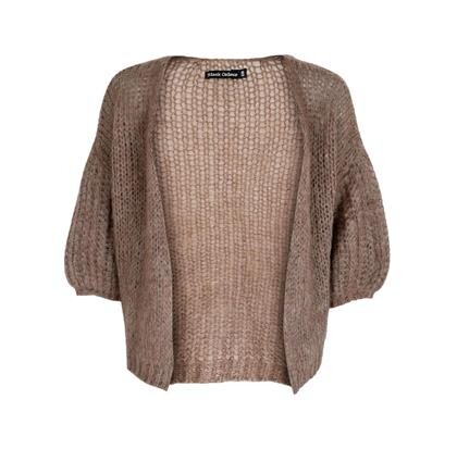 BLACK COLOUR CARDIGAN, CASEY PUFF SLEEVE TAUPE