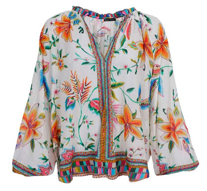 BLACK COLOUR BLUSE, ART WARM ORANGE