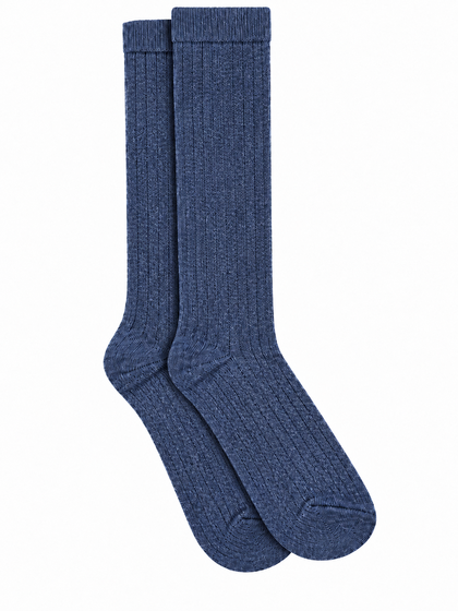 MP STRØMPER, 12-59549-498 BLUE MELANGE ULD