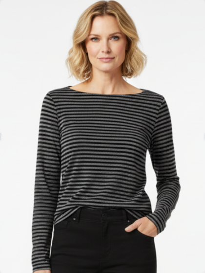 CABANA LIVING T-SHIRT, 24114 STRIPE GREY