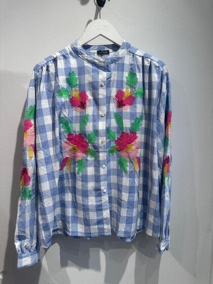 QNUZ SKJORTE, BOHEME CHECK BLUE