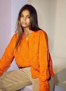 CO COUTURE CARDIGAN, BUBBLE ORANGE