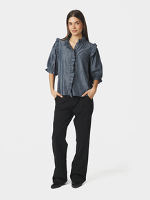 NEO NOIR SKJORTE, CHACHA CHAMBRAY STRIPE BLOUSE