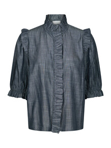 NEO NOIR SKJORTE, CHACHA CHAMBRAY STRIPE BLOUSE