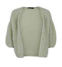 BLACK COLOUR CARDIGAN, CASEY PUFF PASTEL GREEN