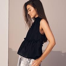 CO' COUTURE TOP, MONIQUE HALTERNECK BLACK