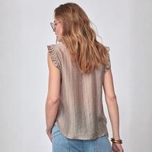 CO' COUTURE TOP, REGGIE FRILL TAUPE