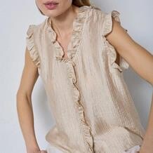 CO' COUTURE TOP, TASSY FRILL BISQUI