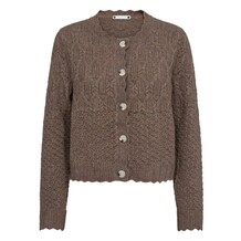 CO'COUTURE CARDIGAN, POINTELLE WALNUT