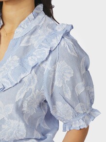 NEO NOIR BLUSE, MANET JACQUARD LIGHT BLUE
