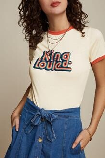 KING LOUIE T-SHIRT, LOGO PLACEMENT PRINT CREAM