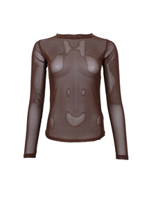 BLACK COLOUR, JESSIE MESH BLOUSE BROWN 