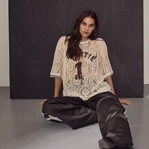 HAUTE L´AMITIÉ LACE FOOTBALL TEE, 10001 PEARL
