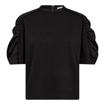 CO'COUTURE T-SHIRT, LANCE GATHERING BLACK