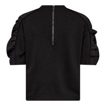 CO'COUTURE T-SHIRT, LANCE GATHERING BLACK