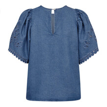 CO'COUTURE BLUSE, TILLY EMB DENIM BLUE