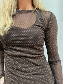 BLACK COLOUR, JESSIE MESH BLOUSE BROWN 