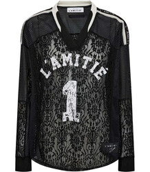 HAUTE L'AMITIÉ BLUSE, LACE FOOTBALL BLACK