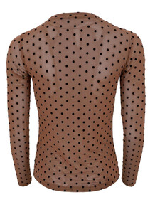 BLACK COLOUR MESH BLUSE, JENNIE DOTTED NOUGAT