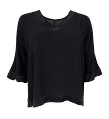 BLACK COLOUR BLUSE, BINA V-NECK BLACK