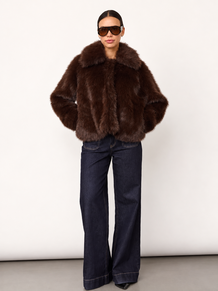 CO' COUTURE JAKKE, AIKO FURRY DARK BROWN
