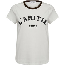 HAUTE L'AMITIÉ T-SHIRT, NECKLINE OFF-WHITE/MOCCA