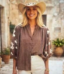 LECOCO SKJORTE, 35226 BROWN