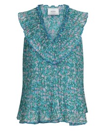 NEO NOIR TOP, ZELDA PLISSE FOREST GREEN