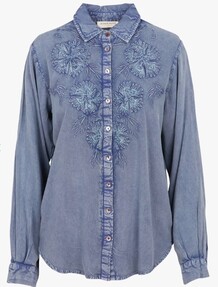 MAISON HOTEL SKJORTE, FABIENNE WASHED BLUE