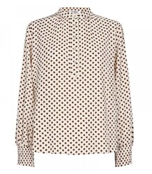 CO' COUTURE BLUSE, PAULINE CREPE DOT MOCCA
