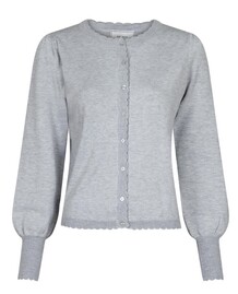 NEO NOIR CARDIGAN, ROSE SCALLOP LIGHT GREY