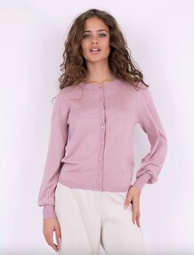 NEO NOIR CARDIGAN, ROSE SOLID KNIT ASH ROSE