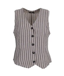 BLACK COLOUR VEST, MELINA BEIGE STRIPE