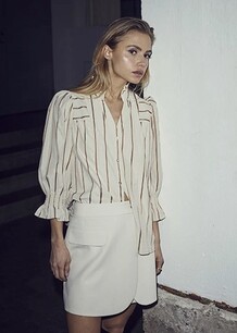 CO' COUTURE SKJORTE, POWDER STRIPE SS POWDER
