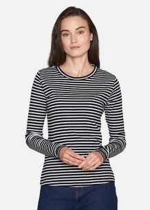 SISTERS POINT T-SHIRT, EIKE LS BLACK/CREAM