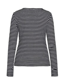 SISTERS POINT T-SHIRT, EIKE LS BLACK/CREAM
