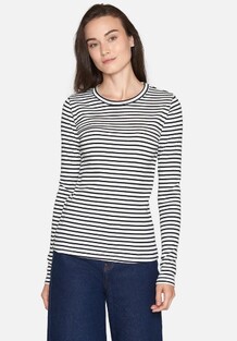 SISTERS POINT T-SHIRT, EIKE LS CREAM/BLACK