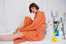 BLACK COLOUR KJOLE, BCLUNA PLEAT TUNIC ORANGE PISTACIO