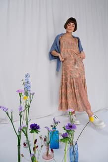 BLACK COLOUR NEDERDEL,BCLUNA BOHO MIDI TULIP ROSE