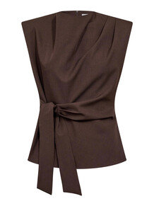 CO' COUTURE TOP, LUNA PLEAT DARK BROWN