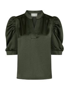 NEO NOIR BLUSE, ROELLA HEAVY SATEEN DEEP GREEN