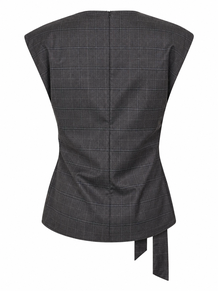 CO' COUTURE TOP, ELORA CHECK PLEAT DARK GREY
