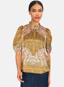 LOVE & DIVINE BLUSE, LOVE910-6 GREEN PAISLEY